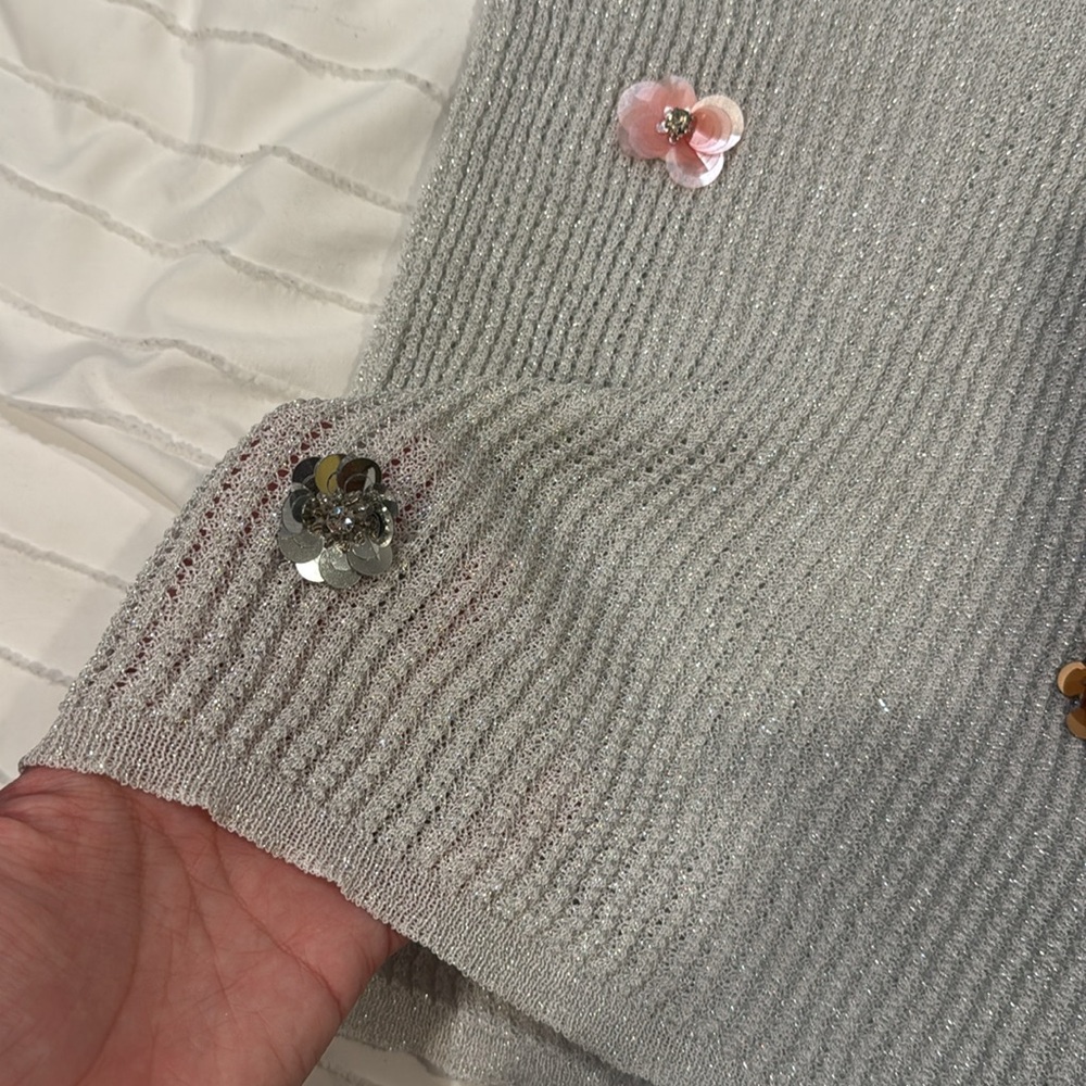Zara Silver Knit Top with Embellishments *NWT* - Picture 4 of 4